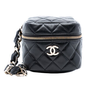 Pre-Loved Chanel CC Quilted Lambskin Cube Wristlet Vanity Case